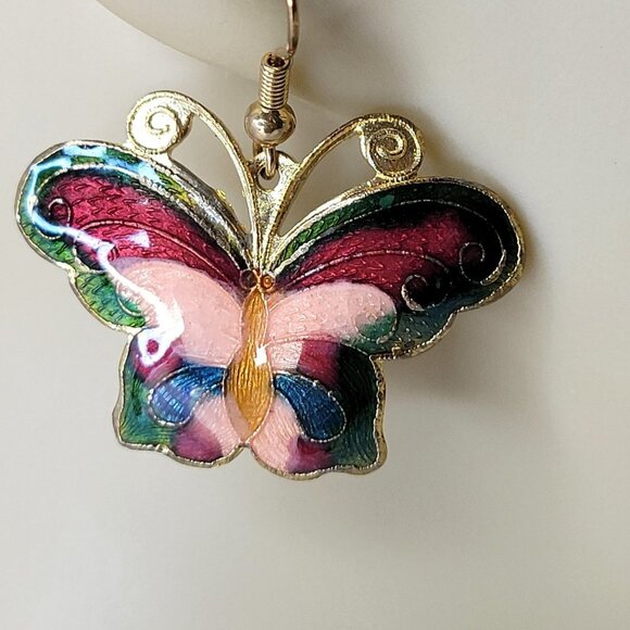 Enamel Butterfly Earrings Colorful Butterfly Earrings - Picture 2 of 12